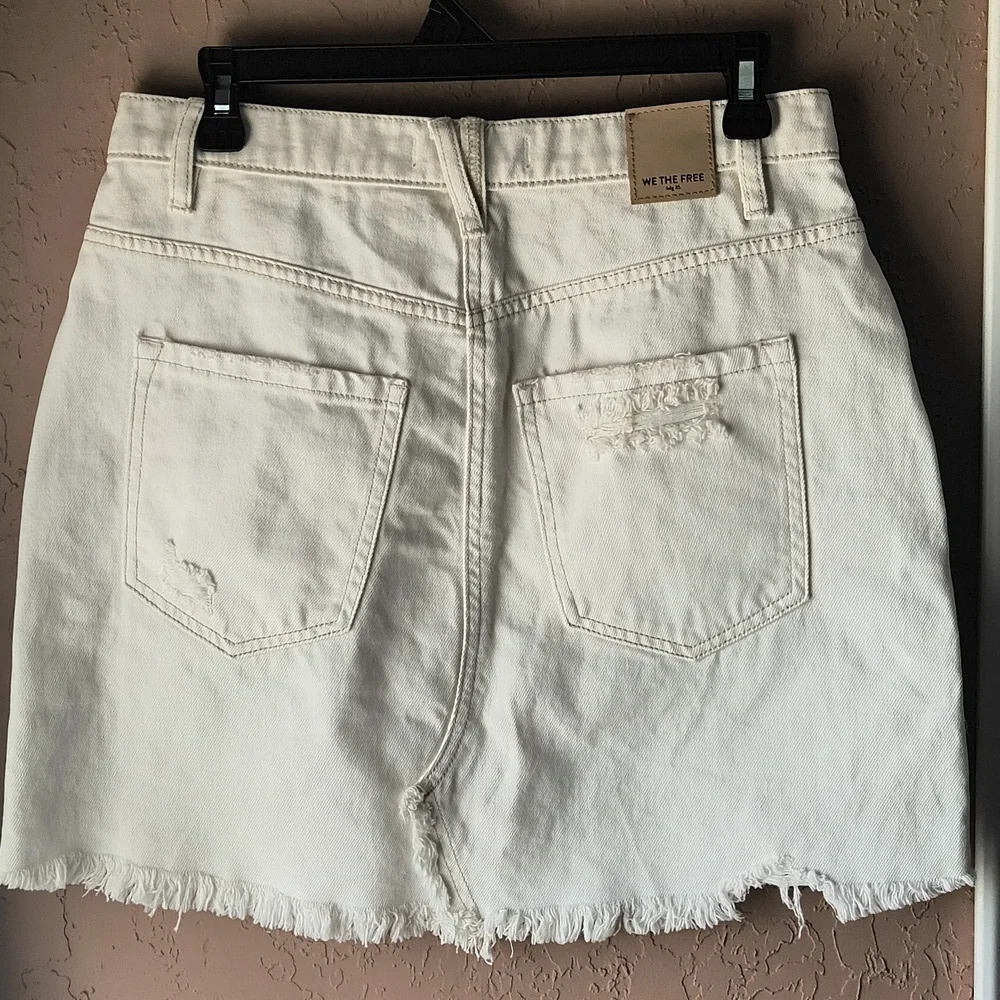 NWT We the Free by Free People Bailey Denim Skirt Size 29 Deco White